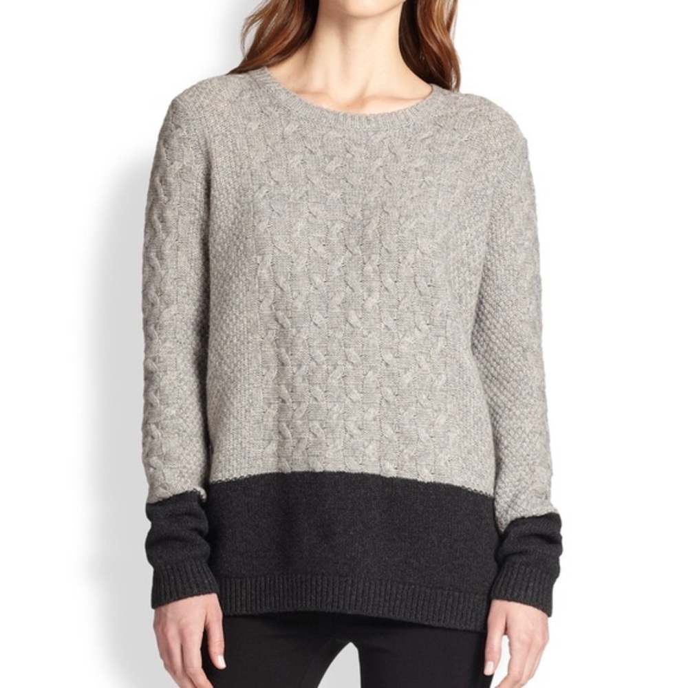 Vince Colorblock Cable Knit Yak & Wool Sweater M